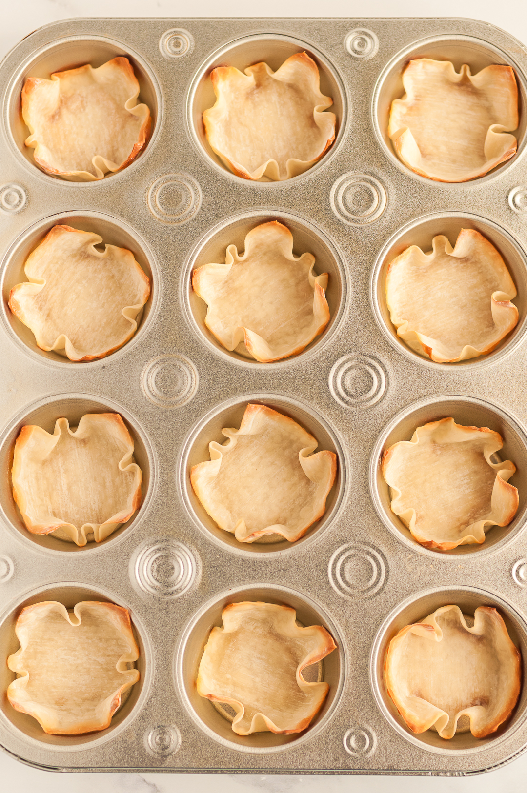 Wonton Wrappers Are Baked with a Muffin Tin