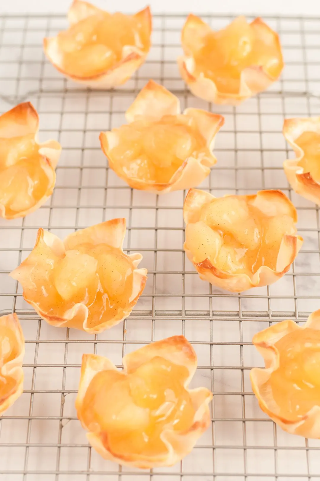 Mini Pies in Wonton Wrappers with Apple Pie Filling inside