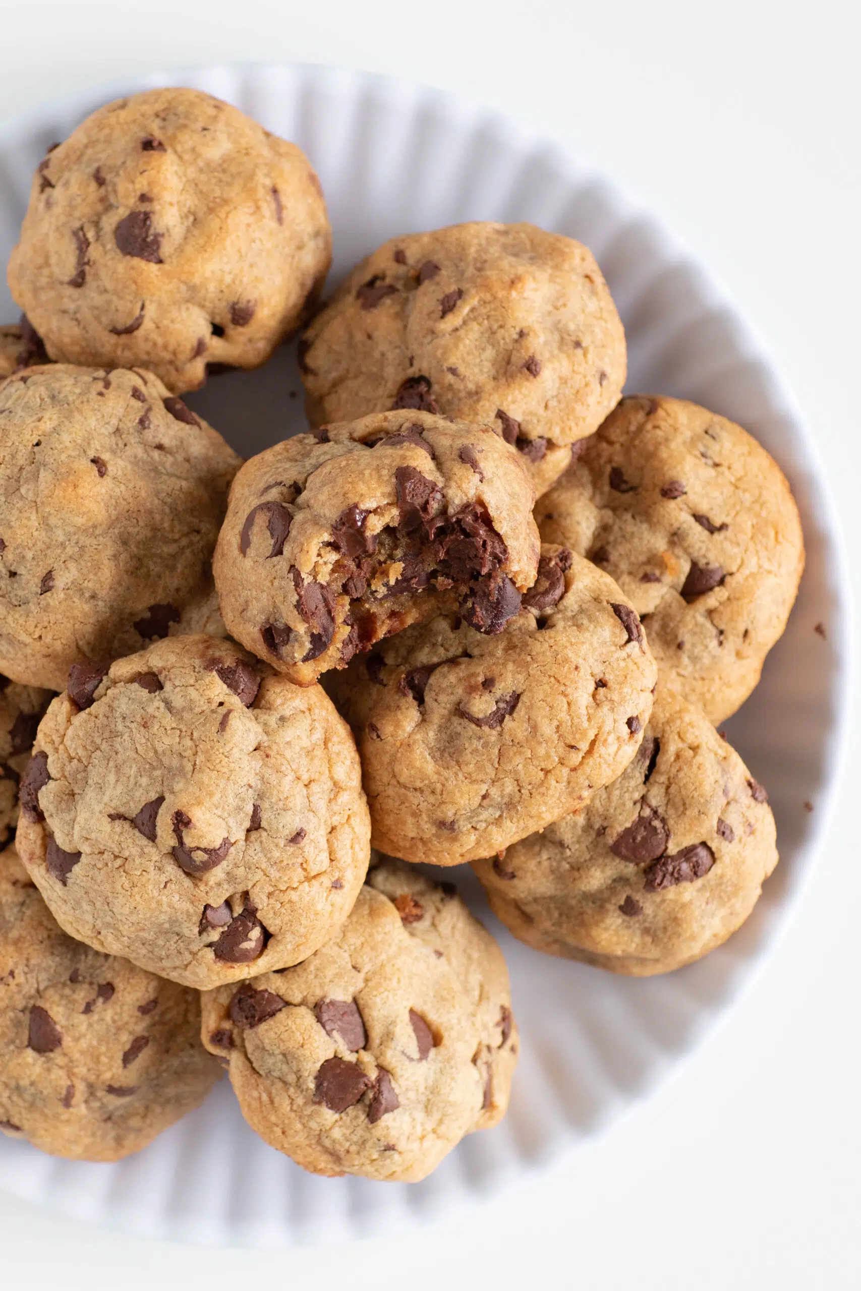 chunky chocolate chip cookies served on a small white plate