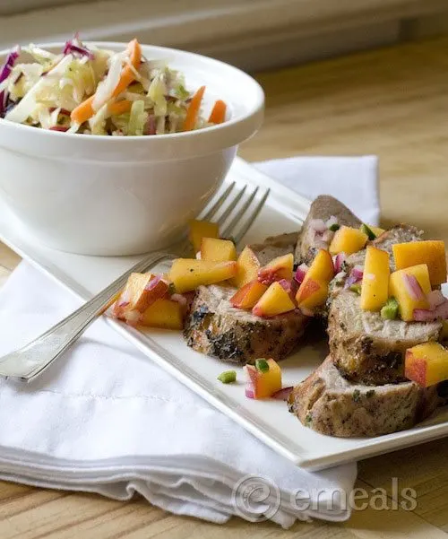 Paleo-Pork-with-Peach-Salsa-eMeals #Recipe