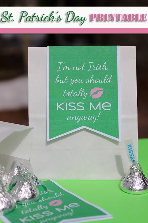 Printable St. Patrick's Day Gift Tag "I'm Not Irish, but You Should Totally Kiss Me Anyway