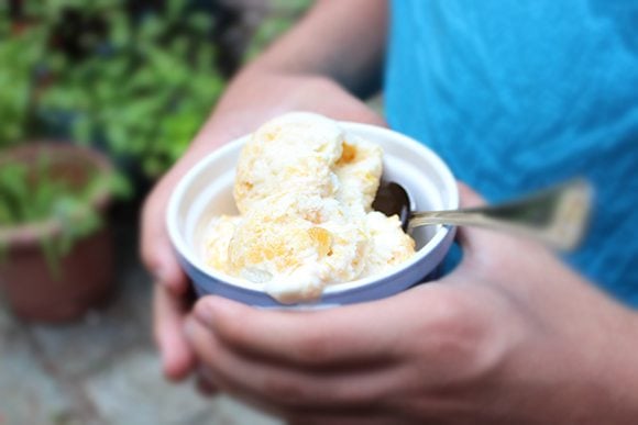 3 Can Peach Ice Cream #Recipe #CansGetYouCooking #Spon 