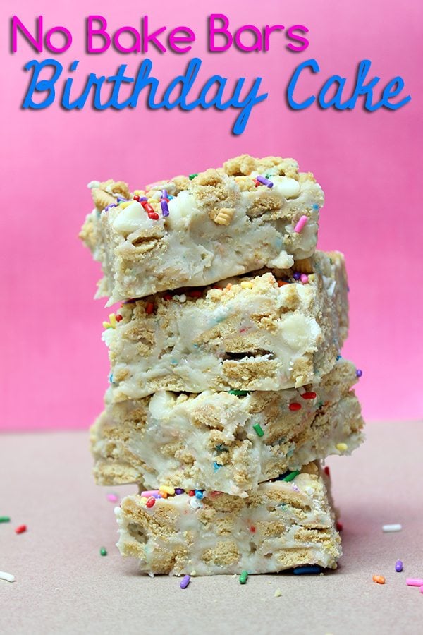 No Bake Birthday Cake Bars #nobake #desserts