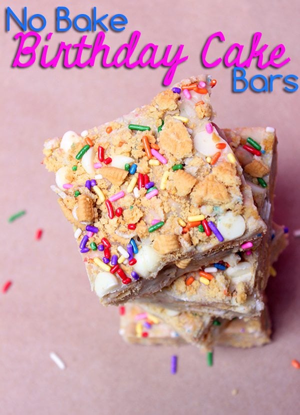 No Bake Birthday Cake Bars #recipe #desserts