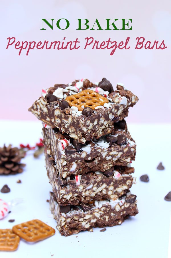 No Bake Peppermint Pretzel Bars #recipe