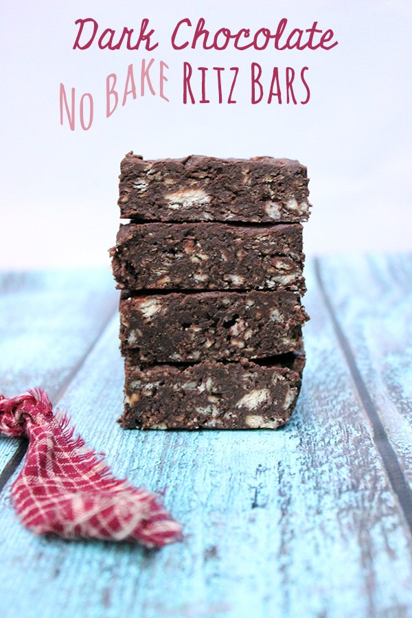 No Bake Dark Chocolate Ritz Bars with only 3 ingredients!