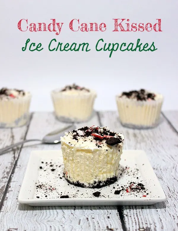 Candy Cane Kissed Ice Cream Cupcakes #holidayhelper #christmas #ad