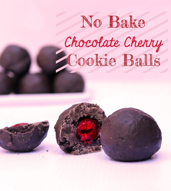 No Bake Chocolate Cherry Cookie Balls #recipe #holidayhacks