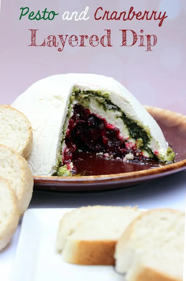Pesto and Cranberry Layered Dip #recipe #HolidayAdvantEdge #shop #cbias