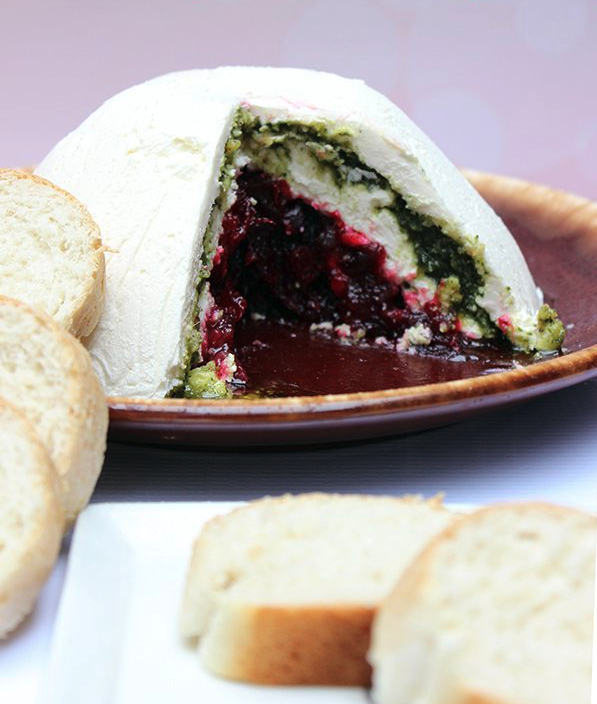 Pesto Cranberry Dip. Delish Holiday Appetizer.