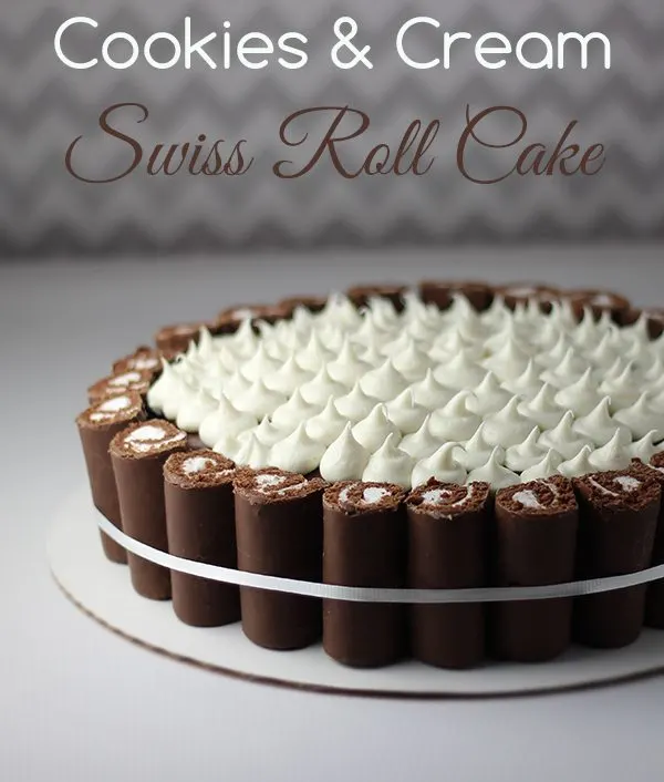 Easy Swiss Roll Cookies and Cream Cake. Professional looking cake for under $15! 