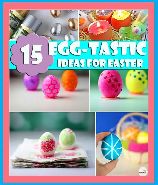 Neato! Egg-Tastic Ideas for Easter. Napkin Decoupage, Polka Dots to Colored Eggs with Rubberbands. #Easter