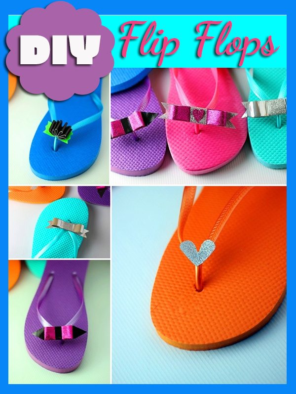DIY Glitter and Bow Duck Tape® Flip Flops #DuckTape | Cutefetti