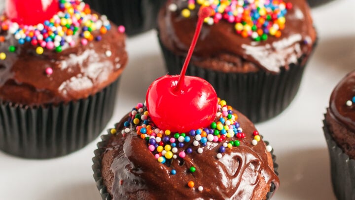 Double Chocolate Cherry Filled Cupcake Recipe