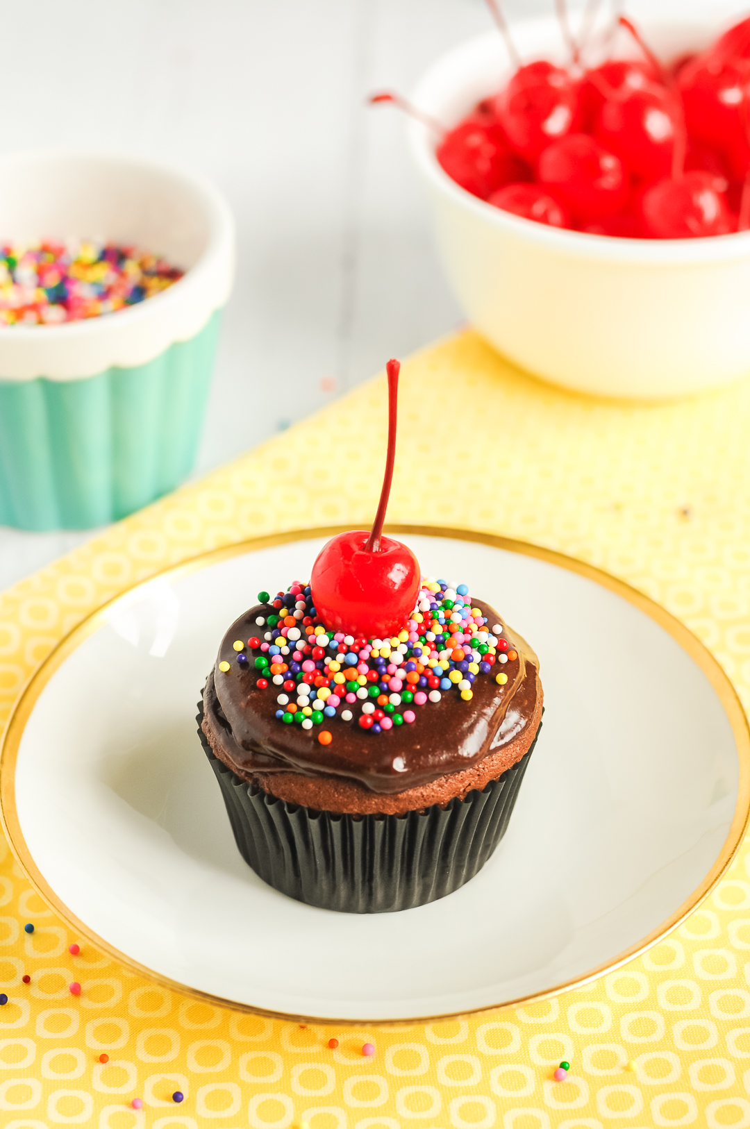 cherry topped cupcake