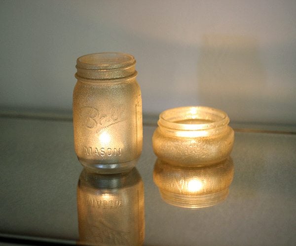 Easy to make glitter mason jar candles