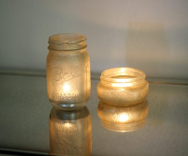 The Golden Touch: DIY Glitter Mason Jar Candles