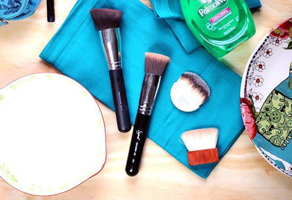 clean dirty makeup brushes with common household items