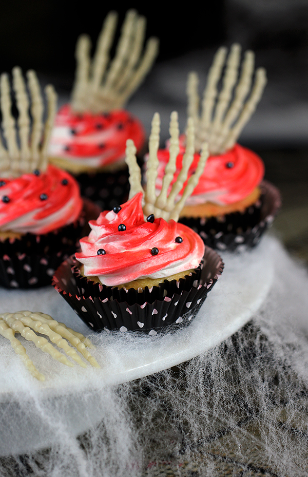 Undead Skeleton Hand Cupcakes