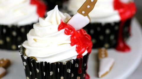 Oozy Blood Cupcakes with Knife