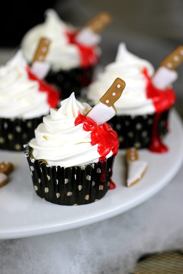 Oozy Blood Cupcakes with Knife