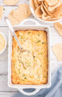 4 Ingredient Creamy Hot Artichoke Dip for Game Day