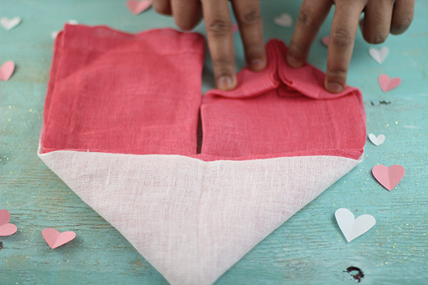 linen heart napkin