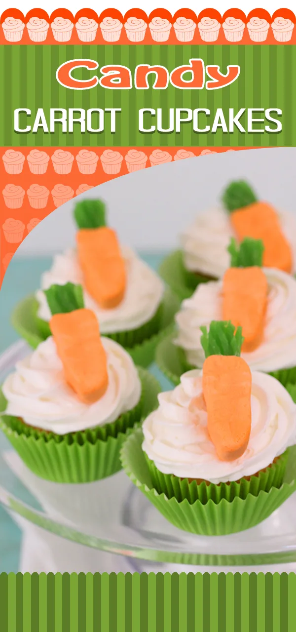 Make Candy Carrot Cupcakes with Circus Peanuts & Green Licorice