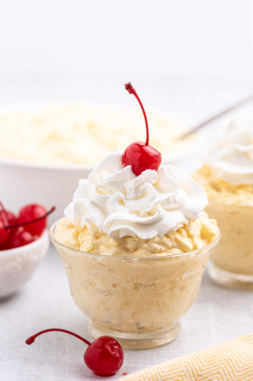 vintage cups filled with pineapple dessert