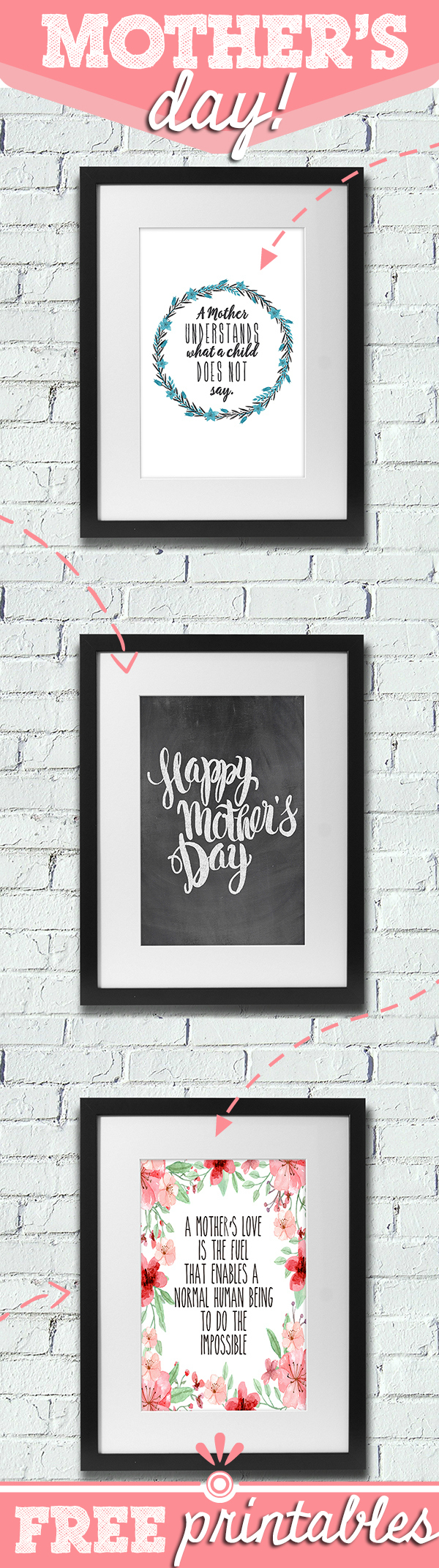 Totally budget friendly way to show mom you care! Choice of three cute and personal printables to choose from. Add a dollar store frame and your're golden! #MothersDay #FreePrintables