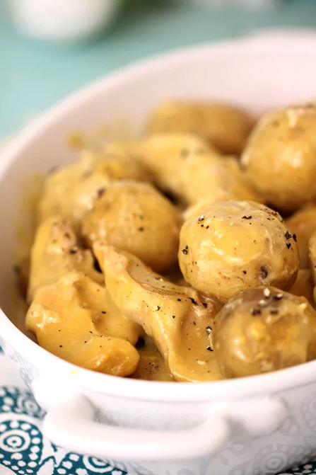 Chicken and Potatoes Made in the Slow Cooker. Creamy, easy and delish.