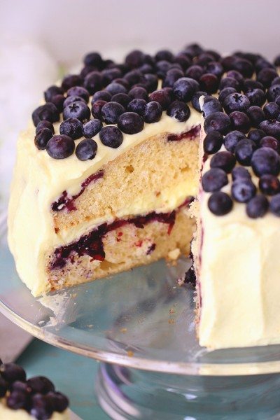 Easy Blueberry Cake with Whipped Lemon Frosting | Cutefetti