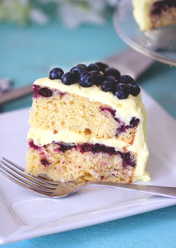 Easy Blueberry Cake with Lemon Whipped Cream Frosting