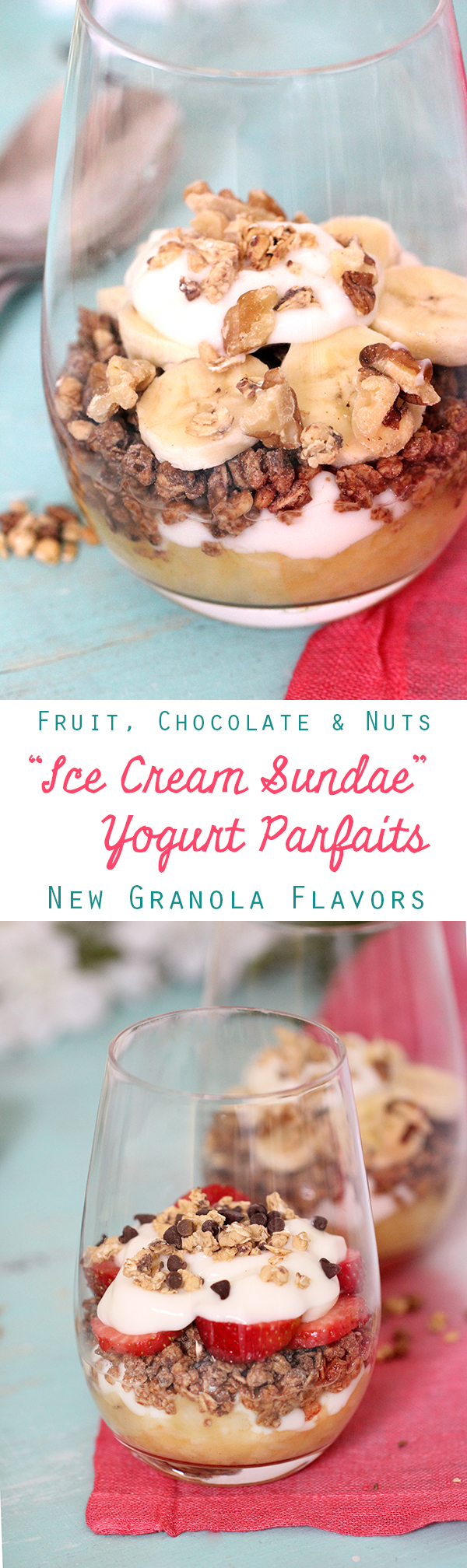 Ice Cream Sundae Yogurt Parfaits Topped with Tasty New Granola Flavors
