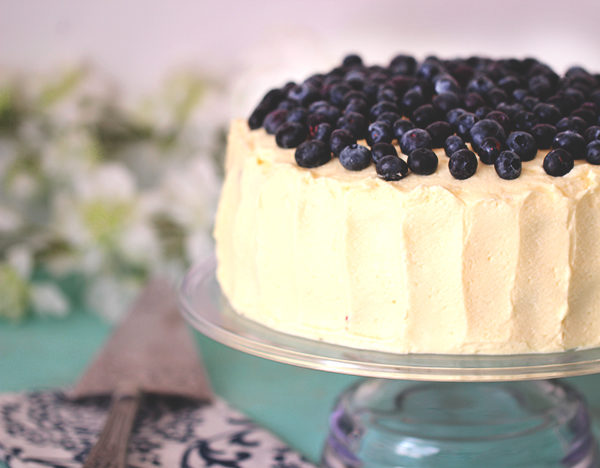Easy Blueberry Cake with Lemon Whipped Cream Frosting