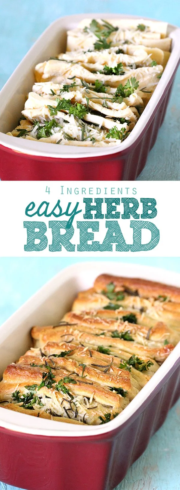 Easy Parmesan Herb Bread comes together with Only 4 Ingredients!