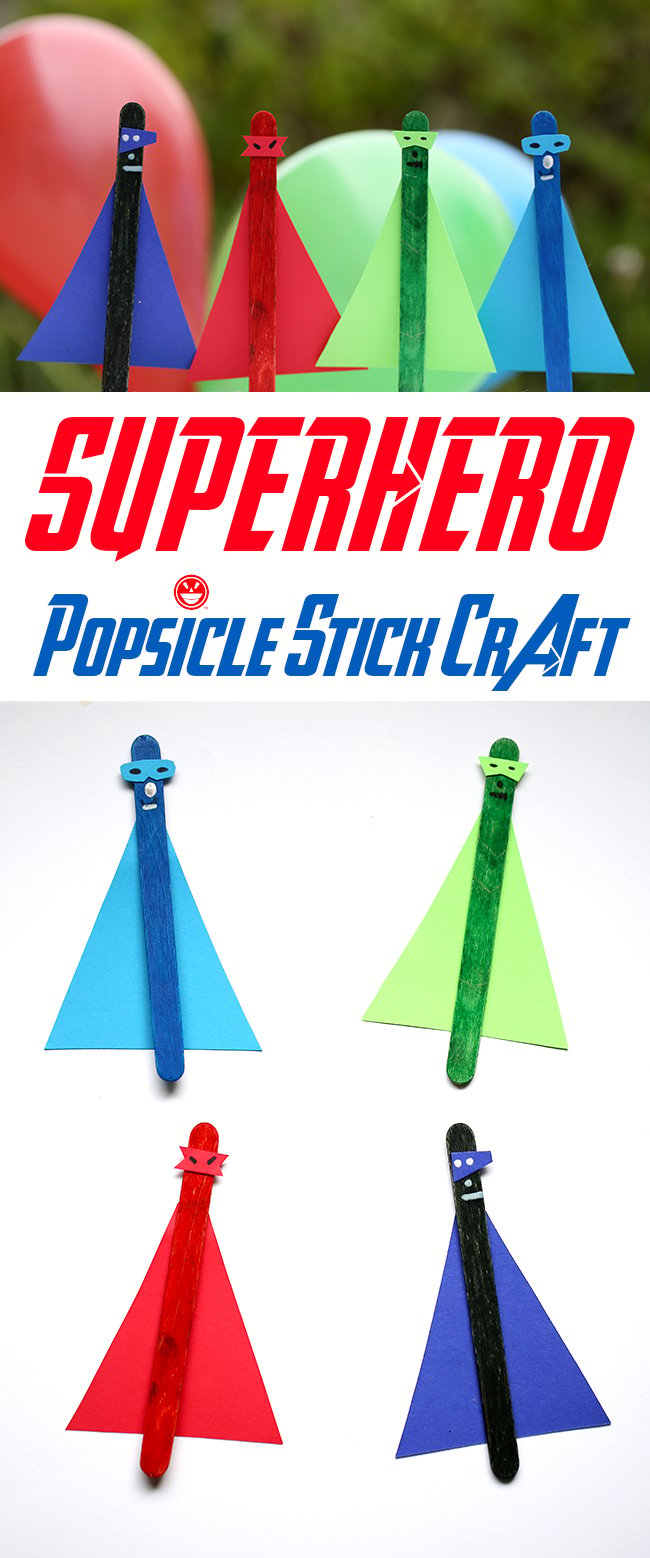 Cool craft idea perfect for summer! Superhero Popsicle stick crafts!