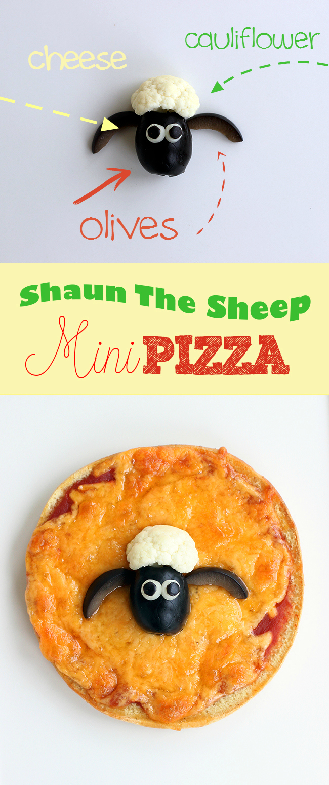 Get ready for the upcoming Shaun the Sheep movie release with this adorable sheep make out of veggies to top mini pizzas with! 