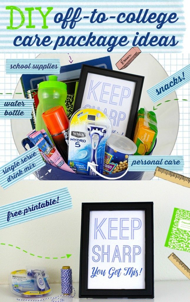 Love the individual drink mix & water bottle idea!  DIY College Care Package Ideas! Send your loved ones off to college right with a well thought out care package. Awesome ideas on what to fill it up with. 