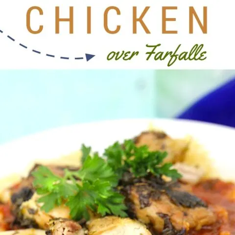 YUM! Easy weeknight dinner with herb marinated chicken breast. Serve over Farfalle for an unexpected fancy meal anytime!!
