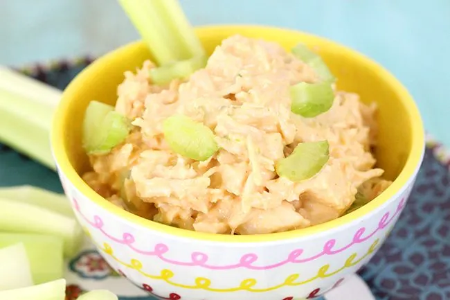 Craving unique - but EASY lunches or snacks? Check out this 4 ingredient buffalo chicken salad!