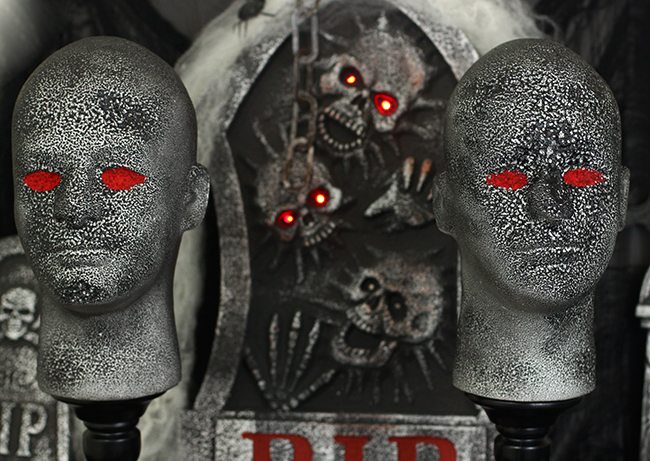 Eek. LOL! Make these with those cheap styrofoam heads! Halloween fun!