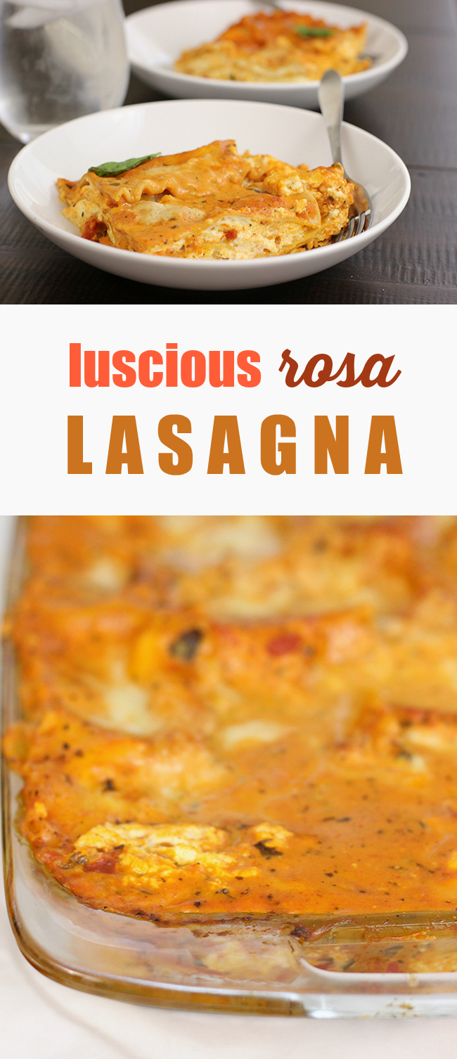 Never would have thought to add these sauces together! Luscious Rosa Lasagna