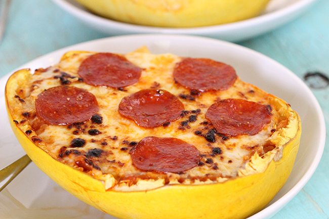 Craving killer for sure! Spaghetti Squash Pizza Boats recipe!