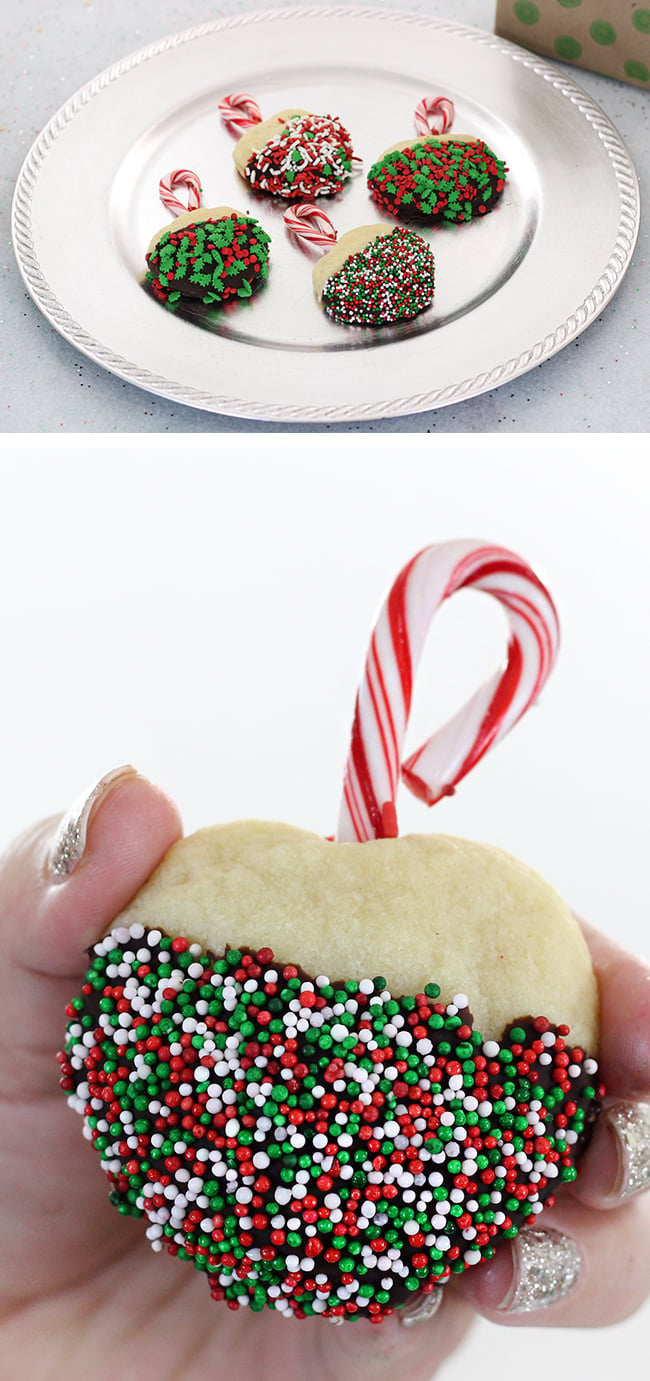 Easy Ornament Cookies with the most amazing melted dipping chocolate shortcut!