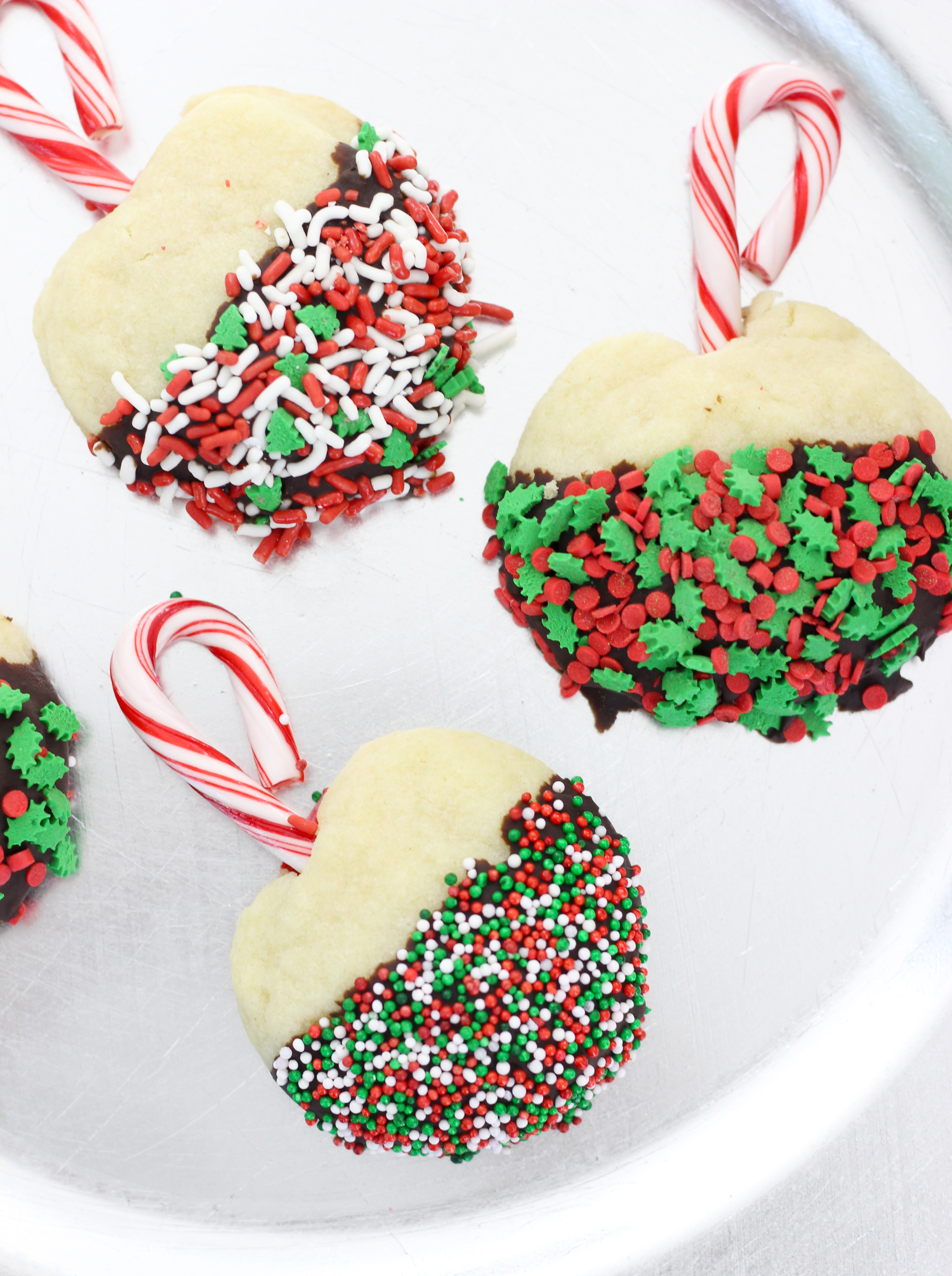 Easy Ornament Cookies with the most amazing melted dipping chocolate shortcut!