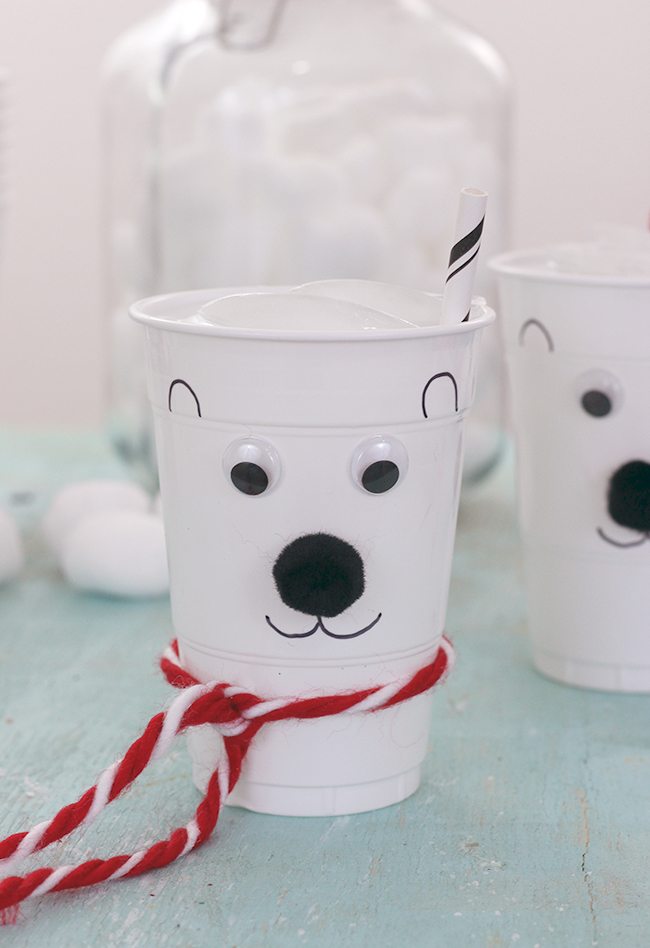 These are the cutest! So easy! Make DIY Polar Bear Cups. Perfect for the Norm of the North movie party themes.