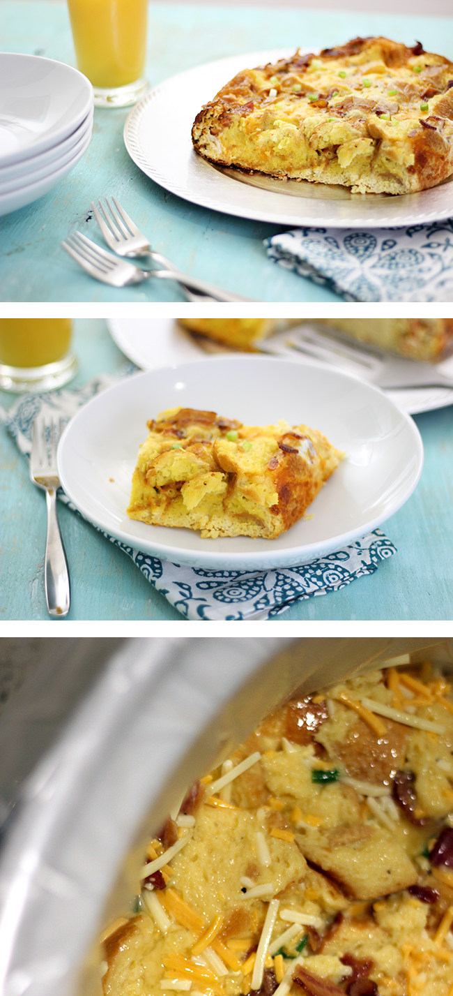 Slow Cooker Cheesy Bacon Strata