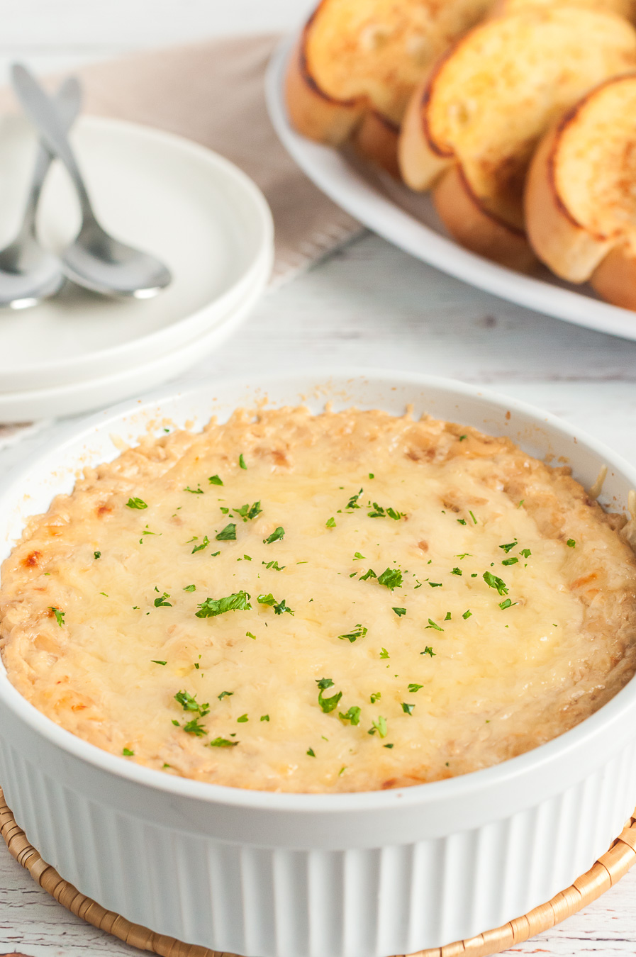 french onion dip fresh from oven