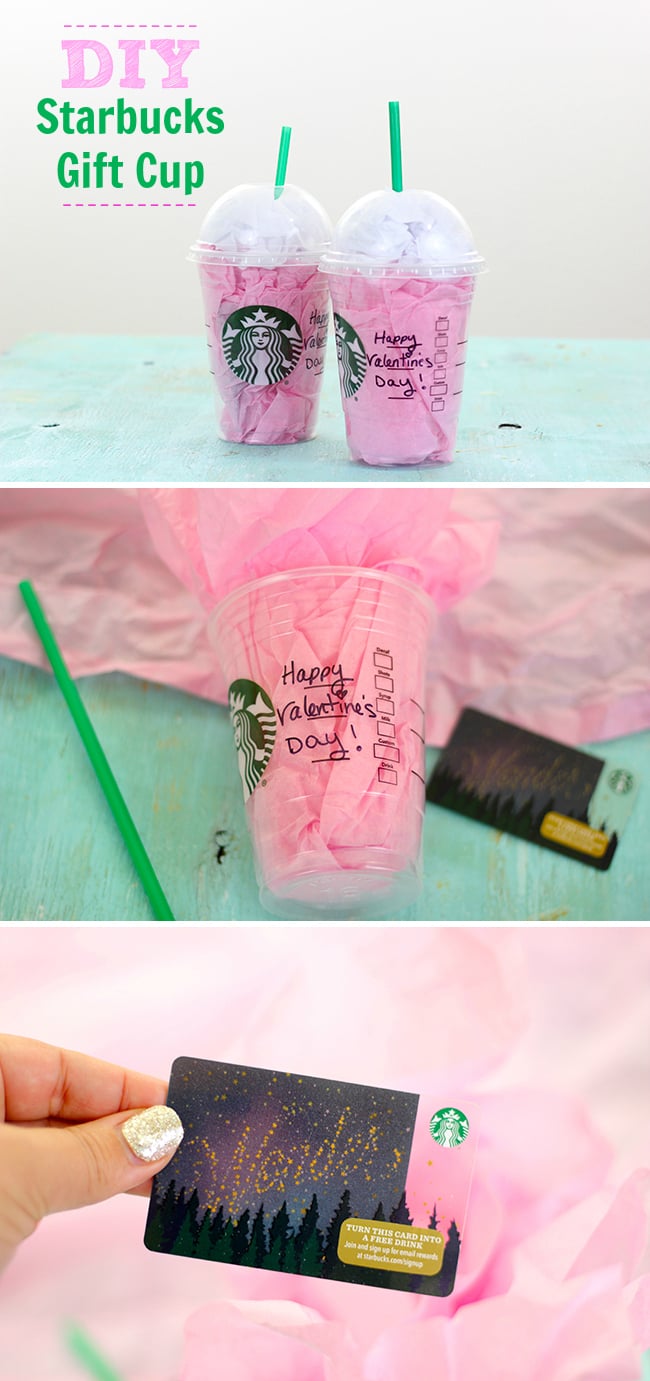 Starbucks lover on your gift list this Valentine's Day? Upcycle or buy a clean cup and make your own DIY Starbucks Gift Card Holder for the cutest presentation!